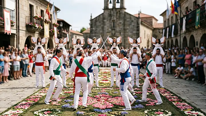 Danza das Espadas y As Penlas durante la Festa da Coca de Redondela